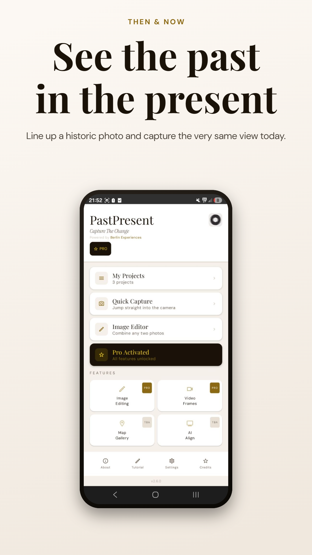 See the past in the present — the PastPresent home screen